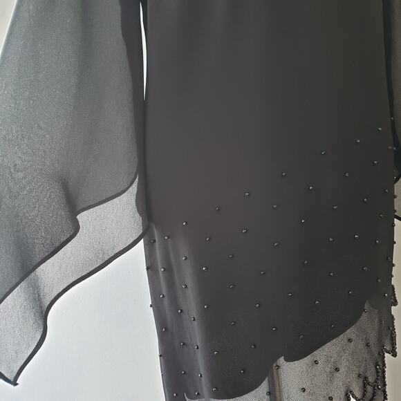 J.R. Nites by Caliendo Beaded Black Tunic Asymmetrical Witchy Goth Women 10 - Picture 7 of 9